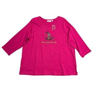 Quacker Factory Halloween Cotton Top Bling Black Hat Society Shirt 2X Plus